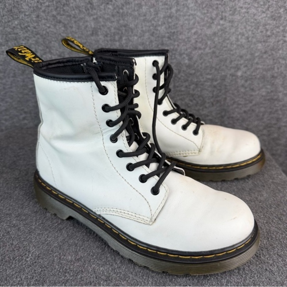 Dr. Martens White Leather 1460 J Combat Boots‎ Sz Youth 3|EU34